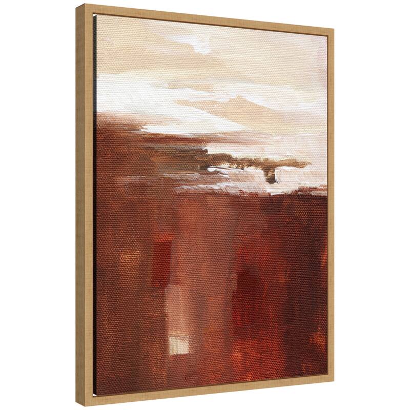 Kate and Laurel Sylvie Earthen Abstract Framed Canvas by Nikita Jariwala - 18x24 - Natural