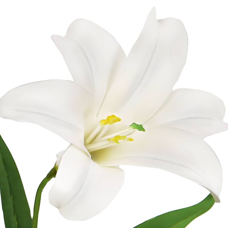 Set of 2 Cream White Artificial Easter Lily Flower Stem Bush Bouquet