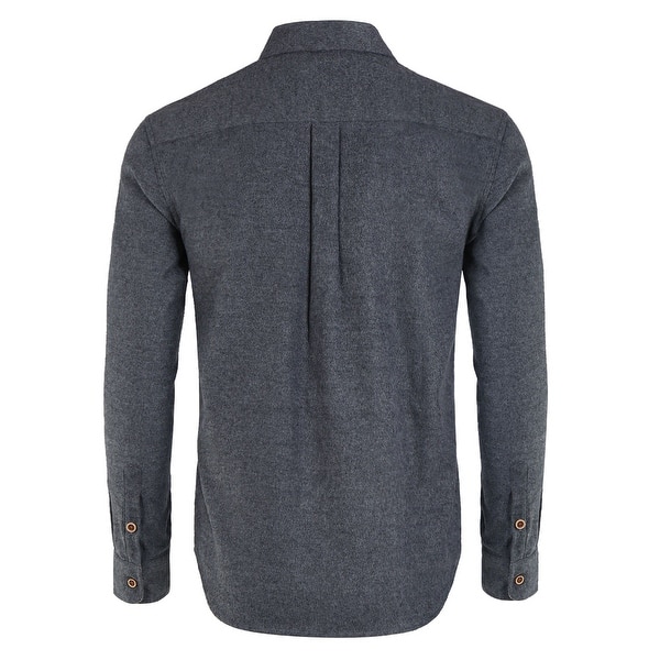 Shop Men Casual Shirt Contrast Brushed Long Sleeve Button Down Two