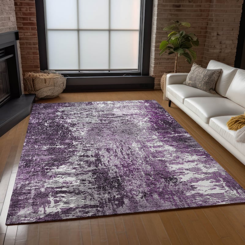 Machine Washable Indoor/ Outdoor Chantille Abstract Contemporry Rug