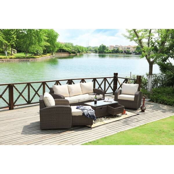 Shop Black Friday Deals On Strathmere 5 Piece Wicker Patio Furniture Set With Storage Box By Direct Wicker Overstock 16402613