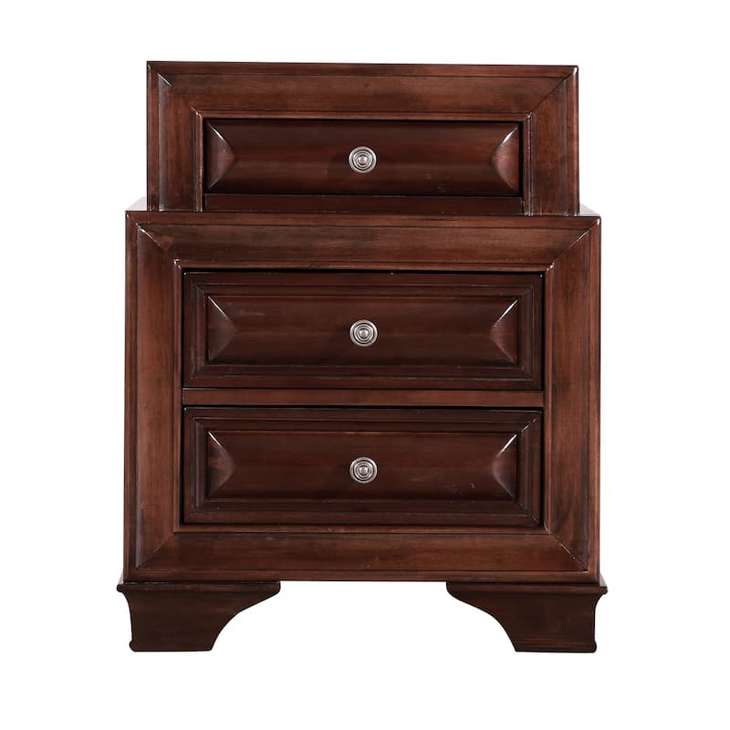 Nightstand with 3 Drawers - Cappuccino Finish, Metal Guides, Dovetailed Drawers, 29"H