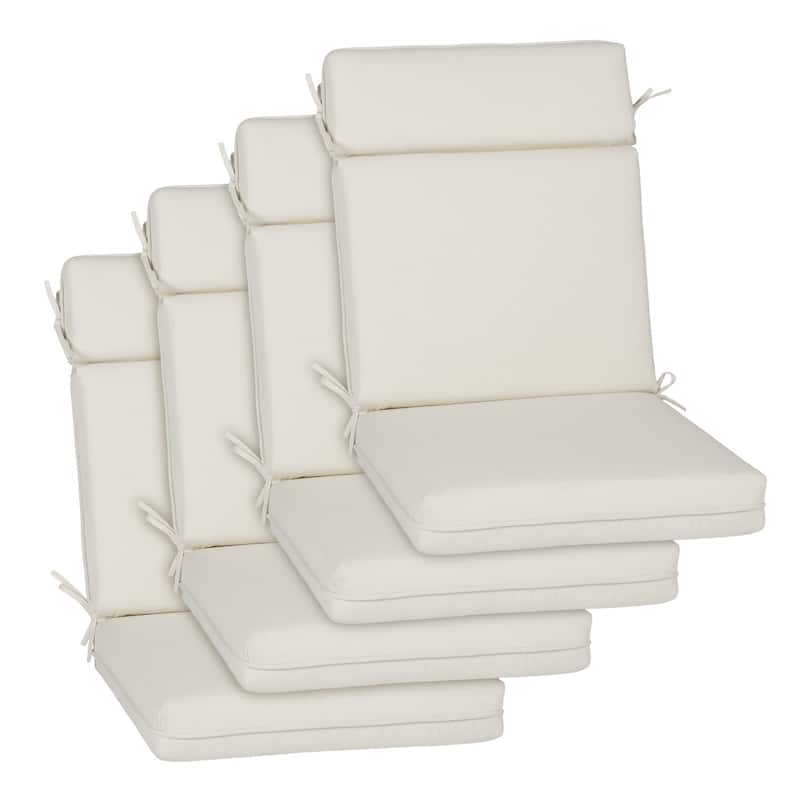 Aoodor Outdoor High Back Dining Chair Cushion Set, 44"x21"x3.2", Set of 4 - 44"x21"x3.2" - Ivory
