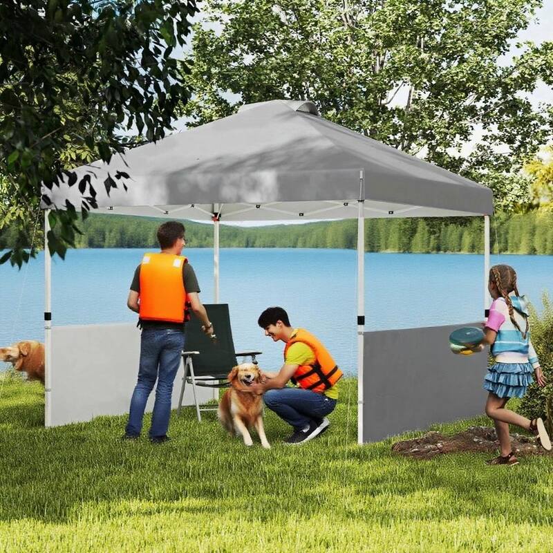 GDFStudio - 10x10 ft Pop-Up Outdoor Canopy Tent with Adjustable Height & Sidewalls - Dark Gray