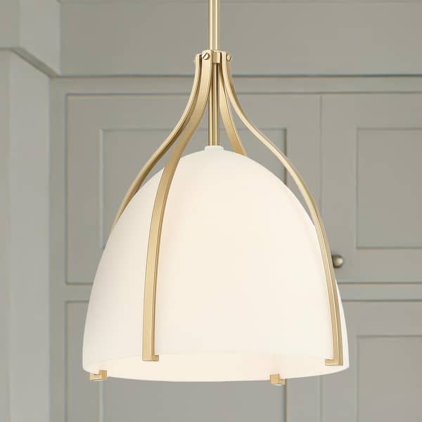slide 2 of 15, Hunter Arcelia 1-Light 12" Pendant - Modern, Contemporary, Transitional - Kitchen, Island, Dining Room, Entry. Alturas Gold-White.