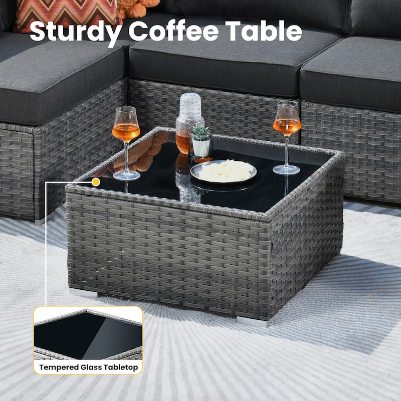 XIZZI 3-Piece Patio Wicker Chairs Sofa with Coffee Table