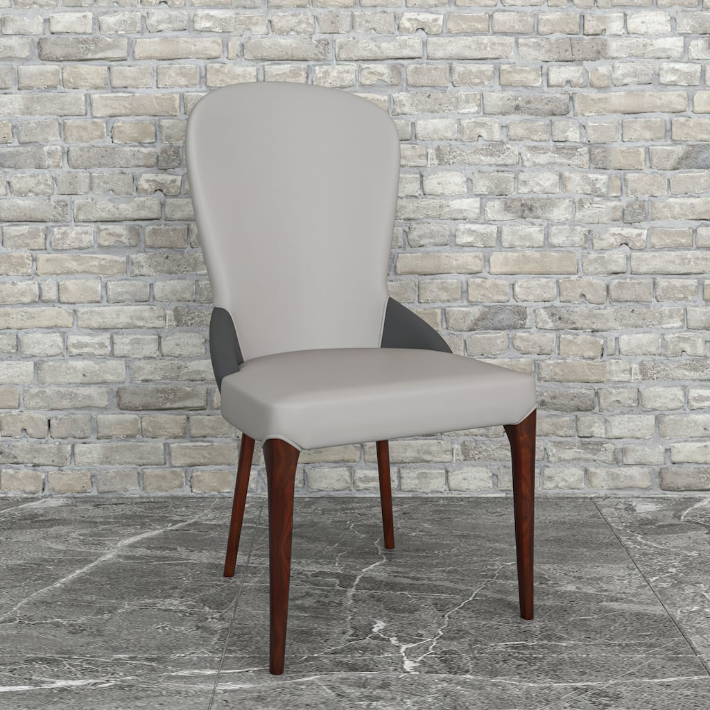 Havana Modern Leather Solid Wood Frame Dining Chair with Two-Tone Color Design, Ruberwood Legs, and Water Resistant Accent Chair