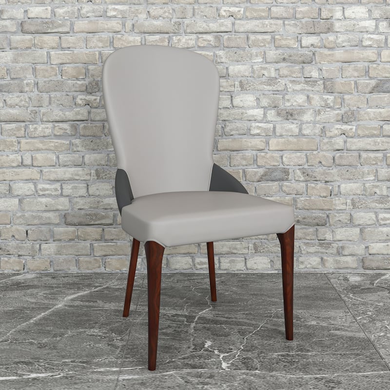 Havana Modern Leather Solid Wood Frame Dining Chair with Two-Tone Color Design, Ruberwood Legs, and Water Resistant Accent Chair