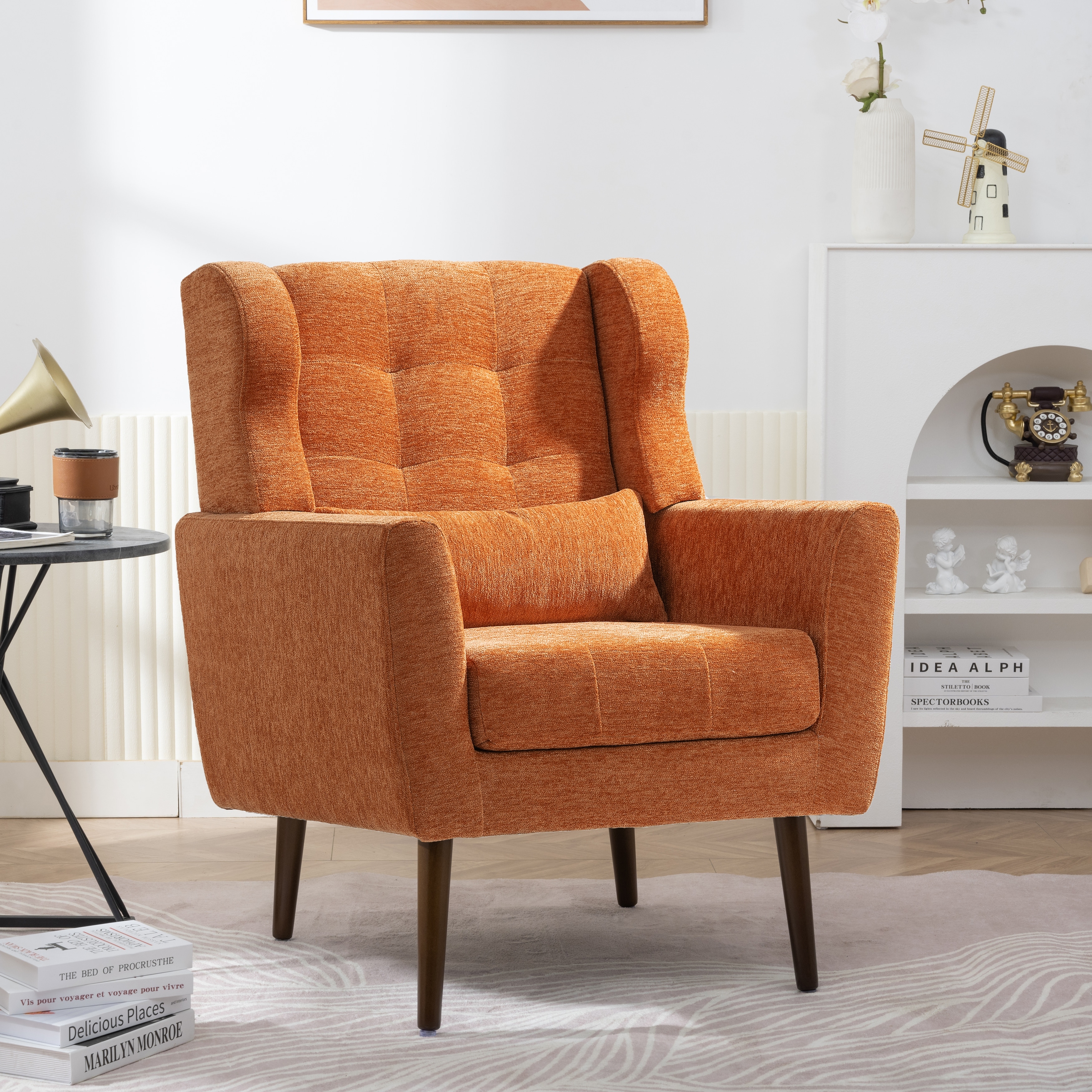 Mid Century Modern Accent Chair Upholstered Foam Filled Comfy Reading Chair With Chenille Fabric Lounge Arm Chairs Bed Bath Beyond 39989890
