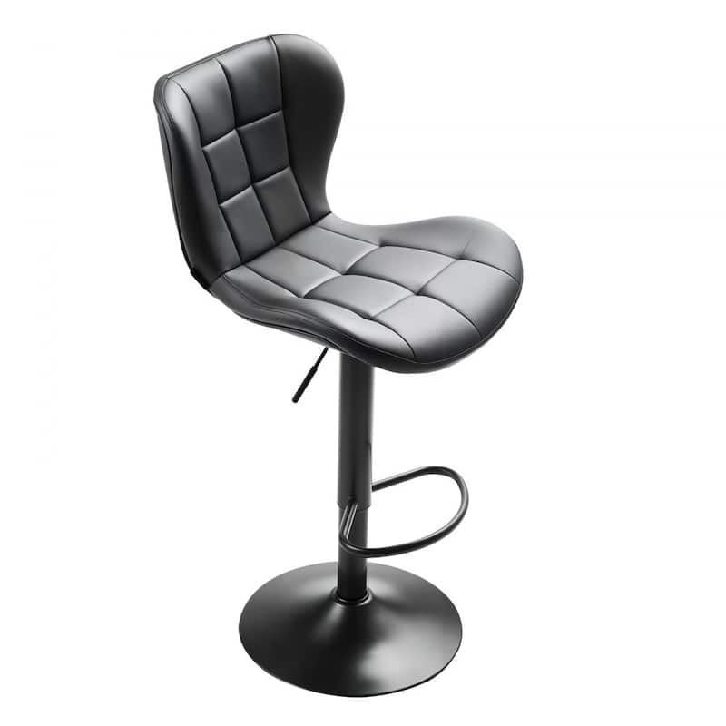 Set of 2 Adjustable Height Counter Bar Stools with Comfortable PU Leather Cushion Seat and Footrest - 18.50” x 21.06” x 35.04”