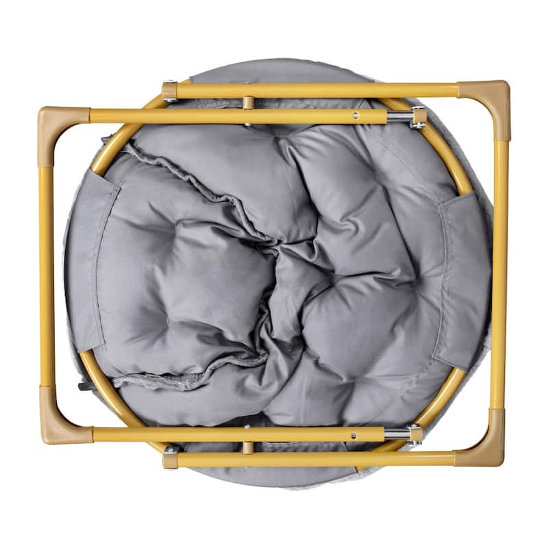 Kids Folding Synthetic Fur Saucer Chair for Playroom or Bedroom - 12.25"D x 22.75"W x 22"H