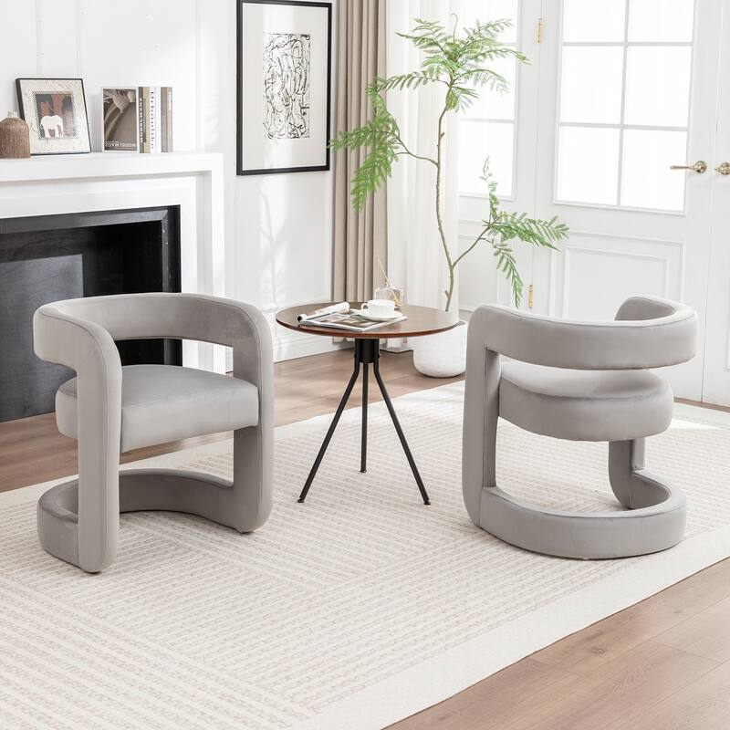 SEYNAR Modern Velvet E-Shaped Open Back Dining chair Set of 2