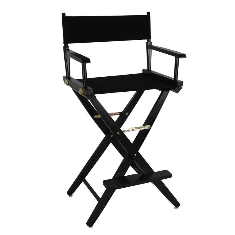 American Trails Extra-Wide 30-inch Premium American Oak Bar-Height Directors Chair - black frame/ black canvas