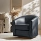 preview thumbnail 22 of 49, HULALA HOME Althea Modern Genuine Leather Swivel Barrel Chair with Solid Wood Base Navy