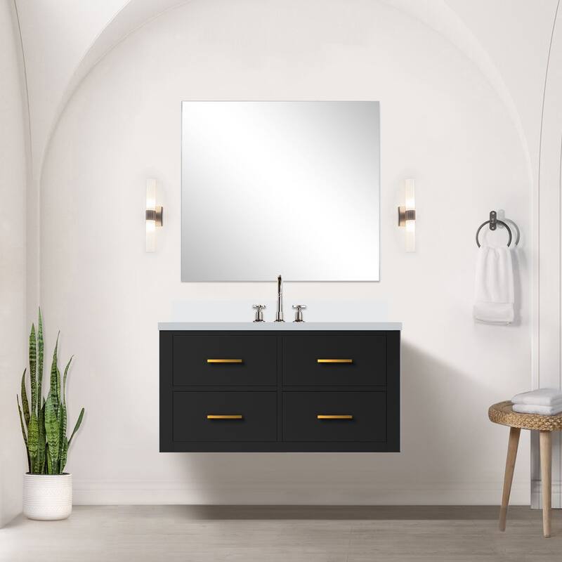 Castor Bath Vanity with Quartz Top, Sink, Mirror and Faucet
