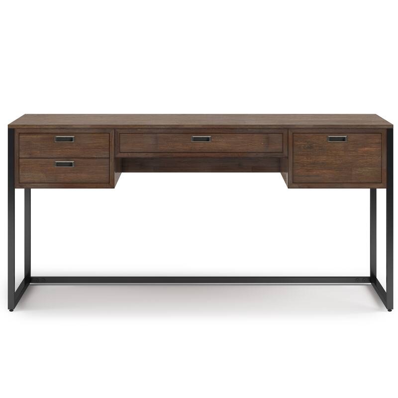 WYNDENHALL Brandt SOLID ACACIA WOOD Modern Industrial 60 inch Wide Desk in Rustic Natural Aged Brown