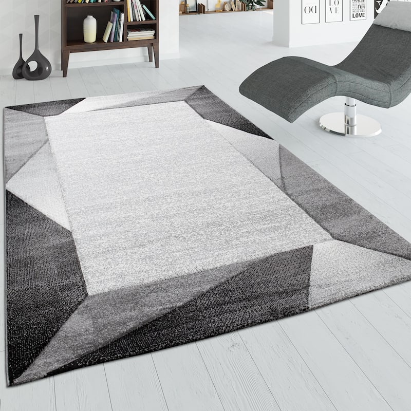 Designer Area Rug modern geometric Pattern and Contour Cut in different Colors - 6'7" x 9'6" - Grey