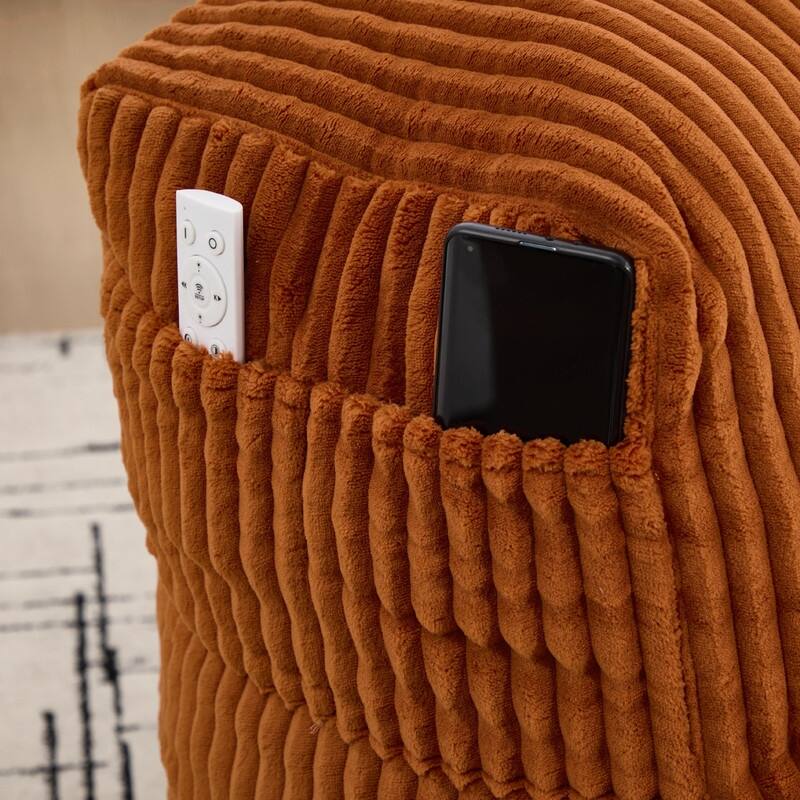 Large Memory Foam Bean Bag Chair for Adults, Corduroy Lounger Sofa with Ottoman