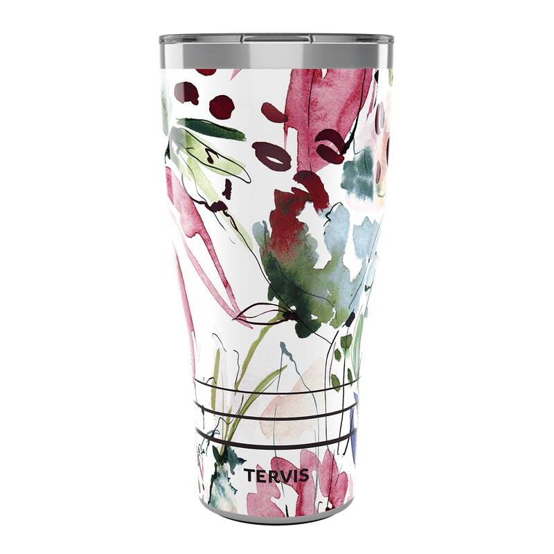 Tervis Traveler Sara Barrenson Floral Abstraction Triple Walled Insulated Travel Tumbler, Stainless Steel - 30oz