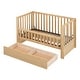 preview thumbnail 1 of 49, Toddler Bed Crib with Guardrail & Drawers & 3 Height Options Natural