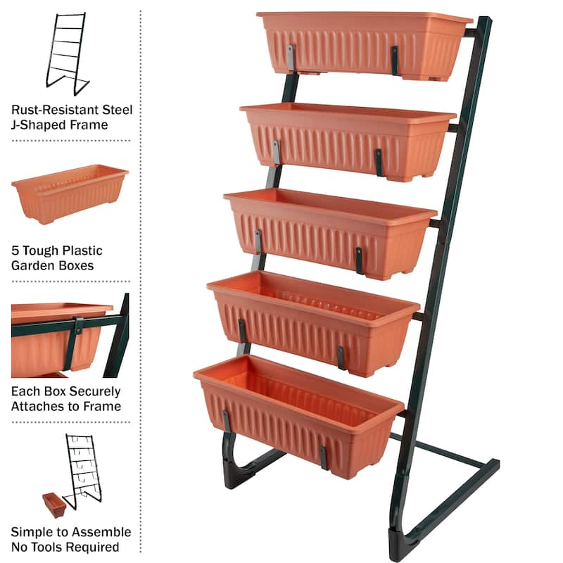 Raised Garden Beds - 5 Tier Vertical Garden Planter by Pure Garden (Terracotta) - 5-Tier