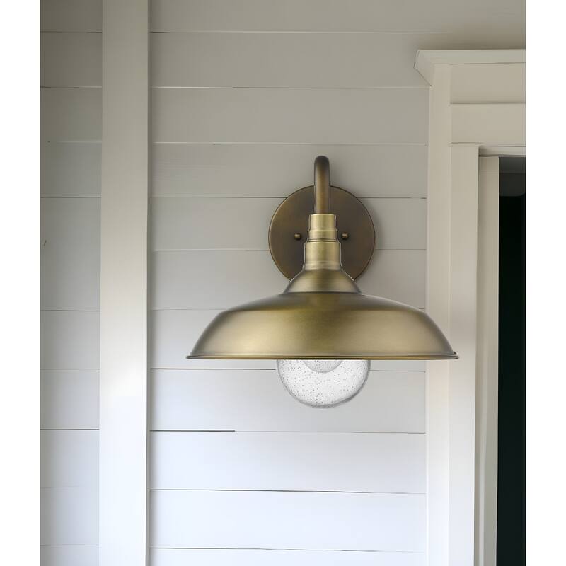 1-Light Outdoor Flush Mount Wall Light with Clear Seedy Glass Shade and Steel Fixture Garden Lighting