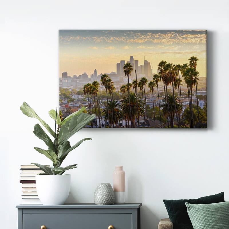 Downtown Los Angeles at sunset Premium Gallery Wrapped Canvas - Ready to Hang