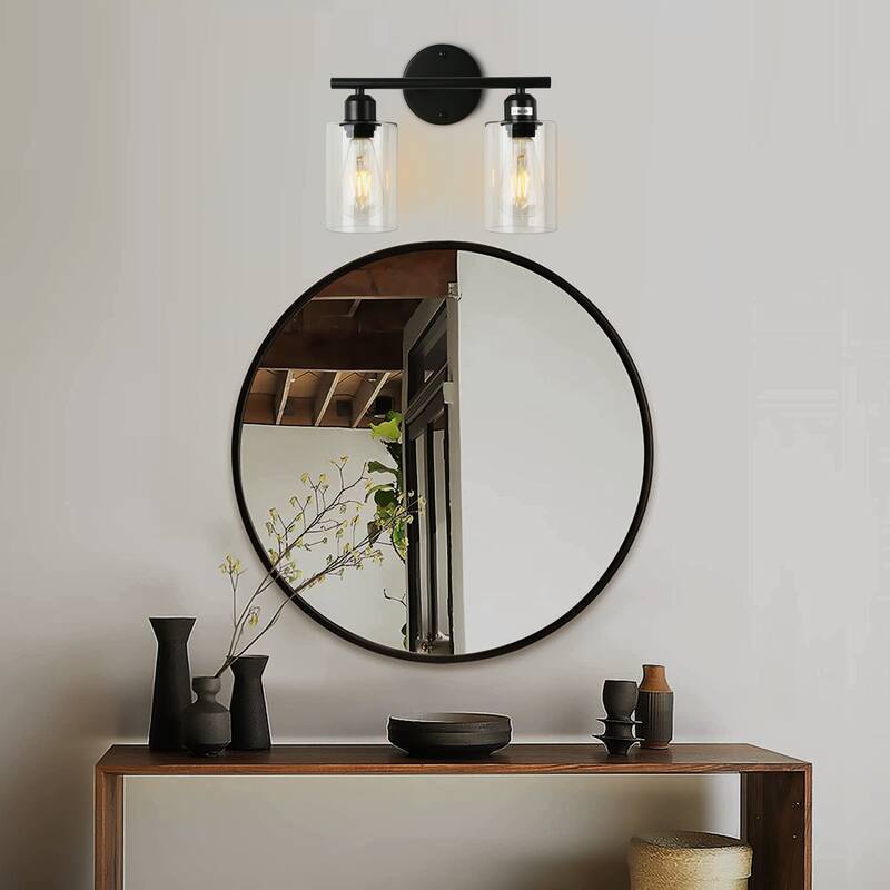 Starsky 2-Light 13inch Modern Bathroom Vanity Light Wall Sconces with Cylinder Glass Shade