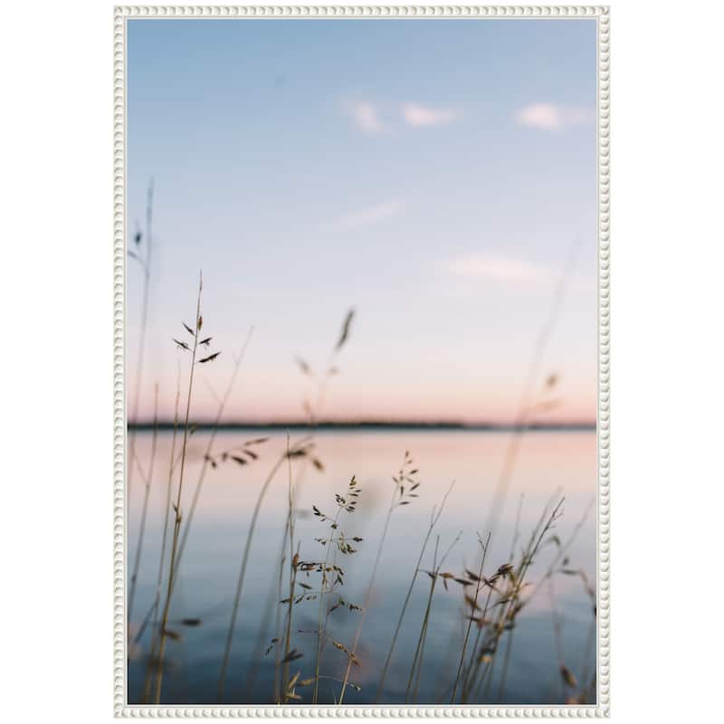 Kate and Laurel Sylvie Serene Sunset Lake Landscape Framed Canvas by Patricia Hasz of Patricia Rae Photography