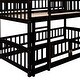 preview thumbnail 4 of 7, Twin Over Twin Low Bunk Bed with Fence and Ladder for Toddler, Espresso