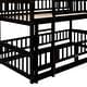 preview thumbnail 15 of 39, Twin Over Twin Low Bunk Bed with Fence and Ladder for Toddler Kids Teens