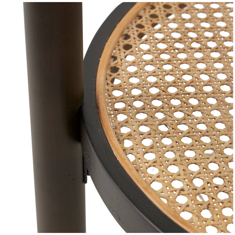 Brown Rattan Accent Table with Pressed Tempered Glass Top