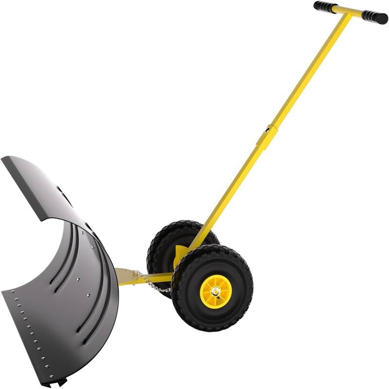 29-Inch Heavy-Duty Steel Snow ShovelSingle Pole - Yellow