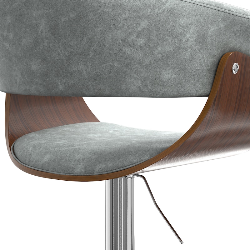 WYNDENHALL Caylor Mid Century Modern Adjustable Swivel Bar Stool - 18.5" D x 23.8" W x 35.75-44"H