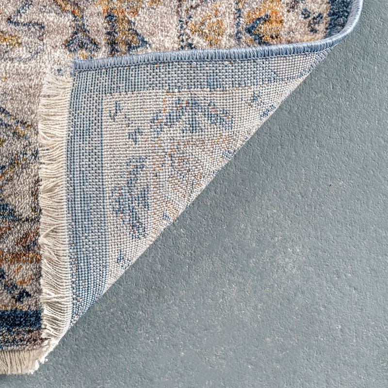 Nuloom Hannah Distressed Traditional Medallion Fringe Area Rug