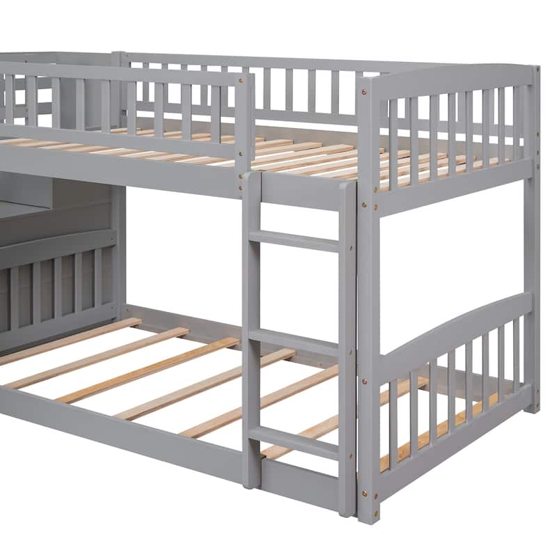 Twin over Twin Pine Bunk Bed with Slide