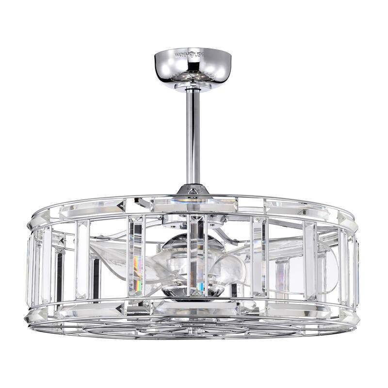 Luna 25 Inch Crystal Shade Fandelier with Light