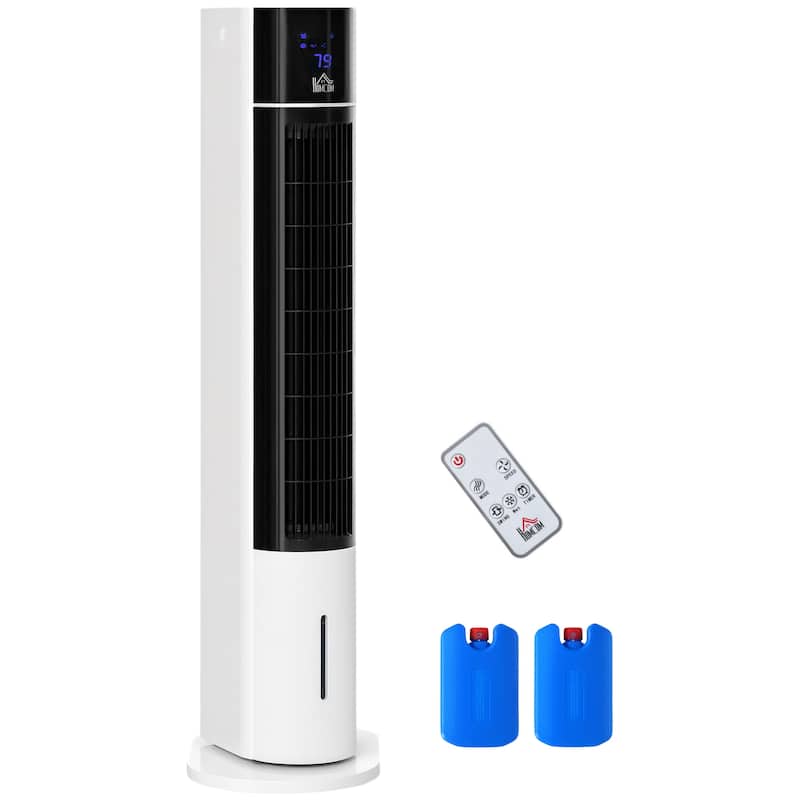 HOMCOM Oscillating Air Cooler with Timer, Evaporative Ice Cooling Tower Fan with 3 Modes, 3 Speeds, and Remote Control