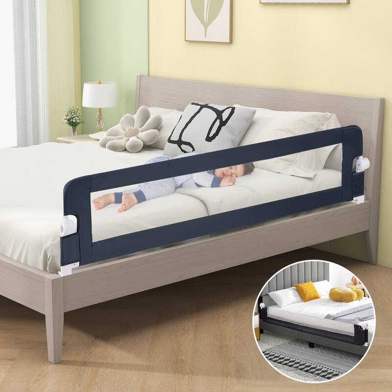 Gymax 2PCS 71'' Toddler Foldable Bed Rail w/ Adjustable Safety Strap