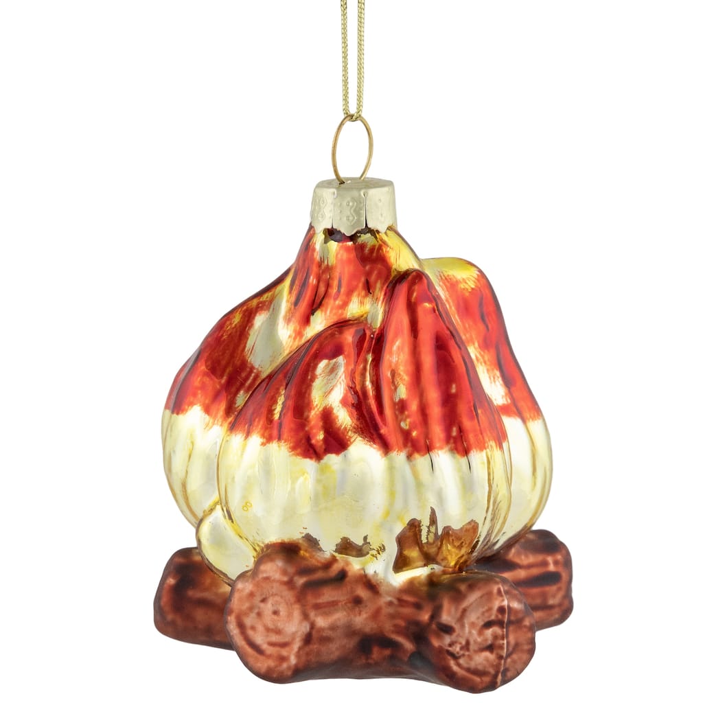 2.75" Log Campfire Glass Christmas Ornament