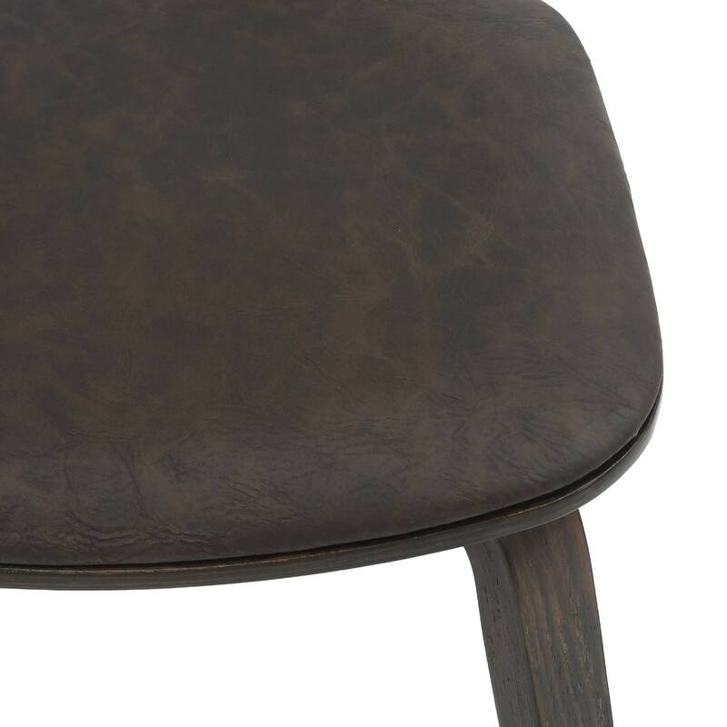 Clivo Leather Dining Chair with Open-Back and Poplar Wood Legs for Kitchen or Dining Room Set of 4