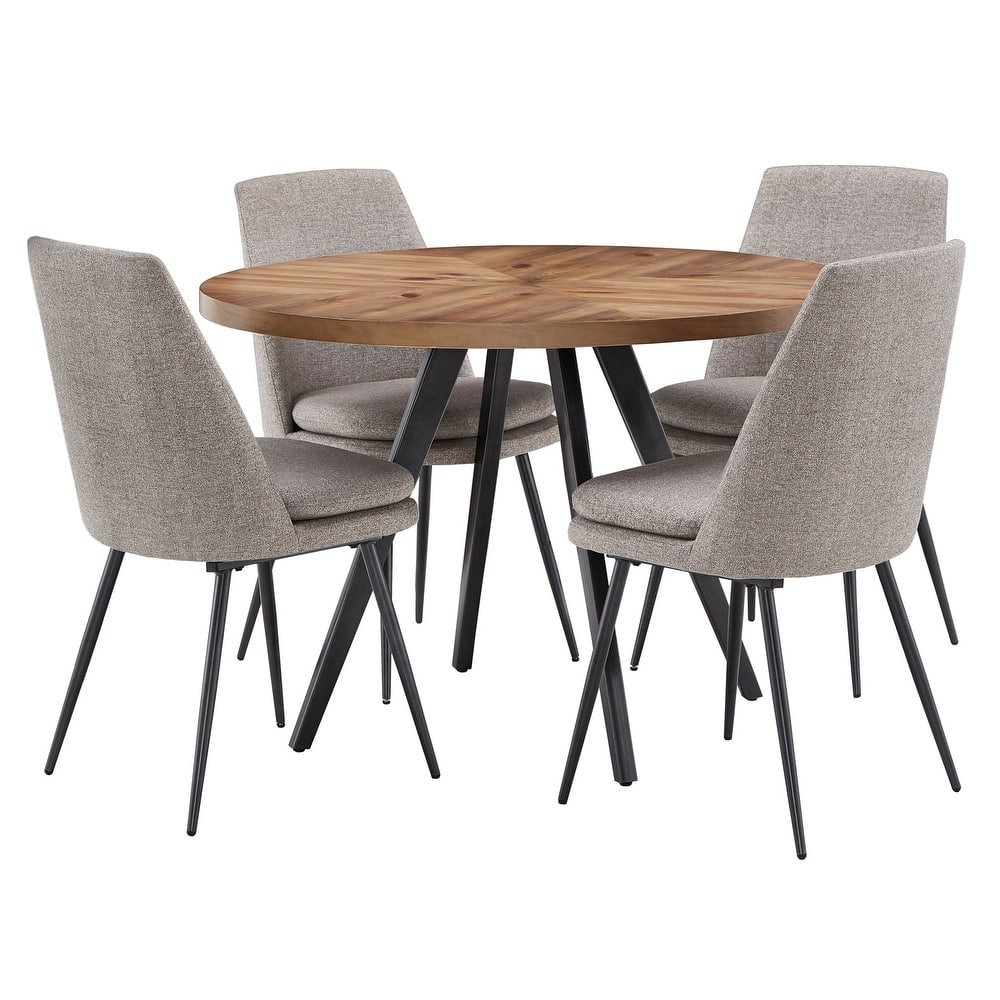 Saki Iron Grey Finish Chenille Fabric 5-Piece Dining Set by iNSPIRE Q Modern