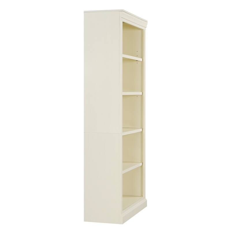 83" Tall 5-Tier Wood Bookcase Classic Solid Color Bookshelf with Adjustable Shelves, LED Light Bar, Open Display Storage Cabinet