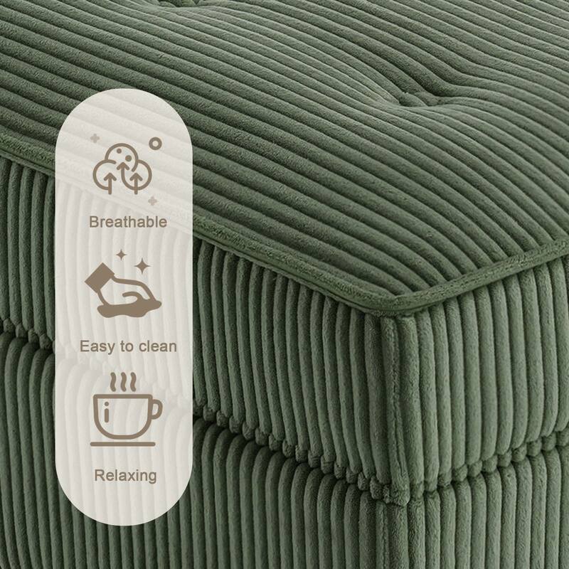 Corduroy Upholstered Modular Corner Sectional Sofa with Reversible Ottoman