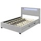 preview thumbnail 6 of 12, Teddy Fleece Wingback Bed Frame wPull-out Trundle Bed, LED Light Bars and 2 Drawers, Gray Platform Queen Bed for Bedroom