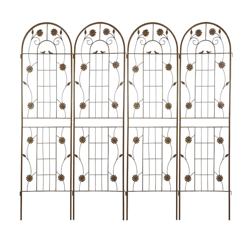 2 Pack Metal Garden Trellis Rustproof Trellis for Climbing Plants Outdoor Flower Support Brown
