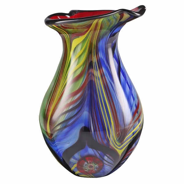 Luxury Lane Hand Blown Abstract Teardrop Art Glass Vase with