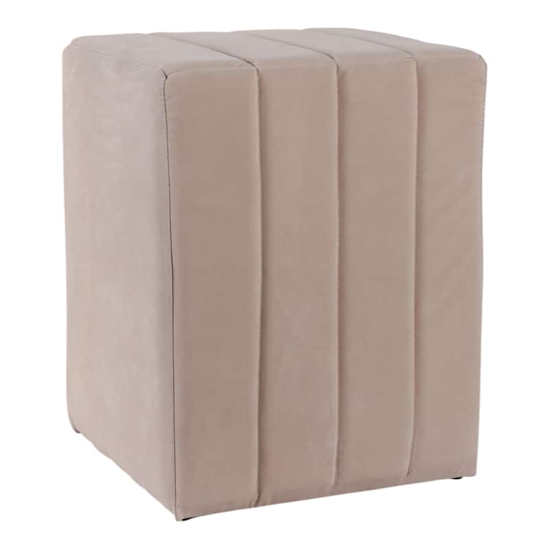 Suede Ottoman Square Compact Pouf Footstool Luxury Accent - 19" Tan