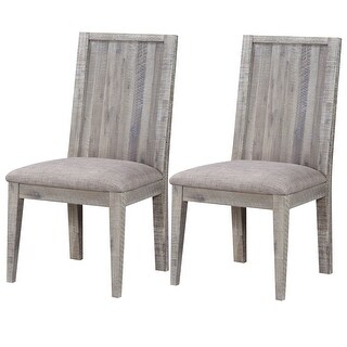 Wooden Chair with Fabric Upholstered Seat, Set of 2, Gray - 39 H x 22 W x 20 L Inches