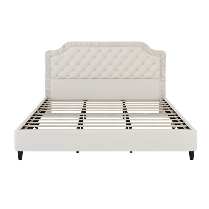 2-Piece Bedroom Set with Velvet Upholstered Bed and Storage Ottoman Bench by Harper&Bright Designs